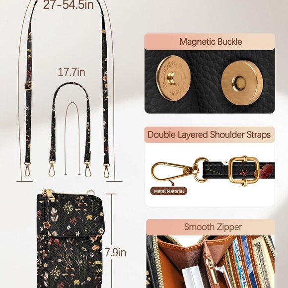 Cute Crossbody Purse Cell Phone Bags for Women - Leather Cellphone Wallet Purse - Picture 5 of 6